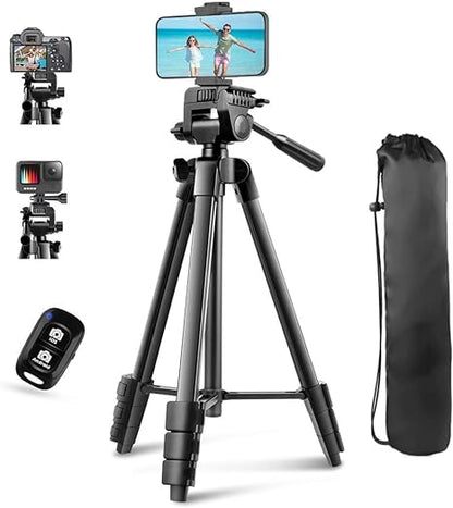 UBeesize 54'' Camera Tripod, Phone Tripod for iPhone with Bag, Travel Tripod Stand with Remote Compatible with iPhone 15/14/13/12/11， Android Phones, Cameras, DSLR and Gopro