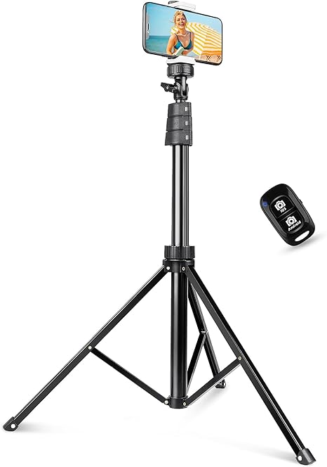 Aureday 67" Phone Tripod&Camera Stand, Selfie Stick Tripod with Remote and Phone Holder, Perfect for Selfies/Video Recording/Vlogging/Live Streaming