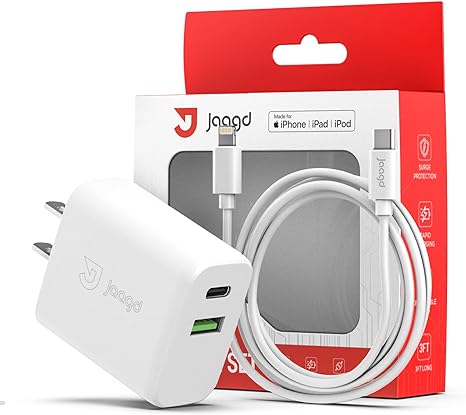 20W Charger for iPhone and iPad, USB C and USB Dual Wall Charger Set with Type-C Lightning Cable Compatible with iPhone 14/13/13 Pro/13 Pro max/iPhone 12/12 Pro max/X and More